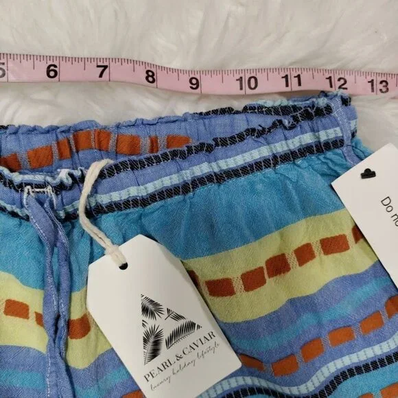 Pearl & Caviar Artsey Grecian Lagenlook Boho Striped Alonissos Shorts Size M NWT - Picture 7 of 11